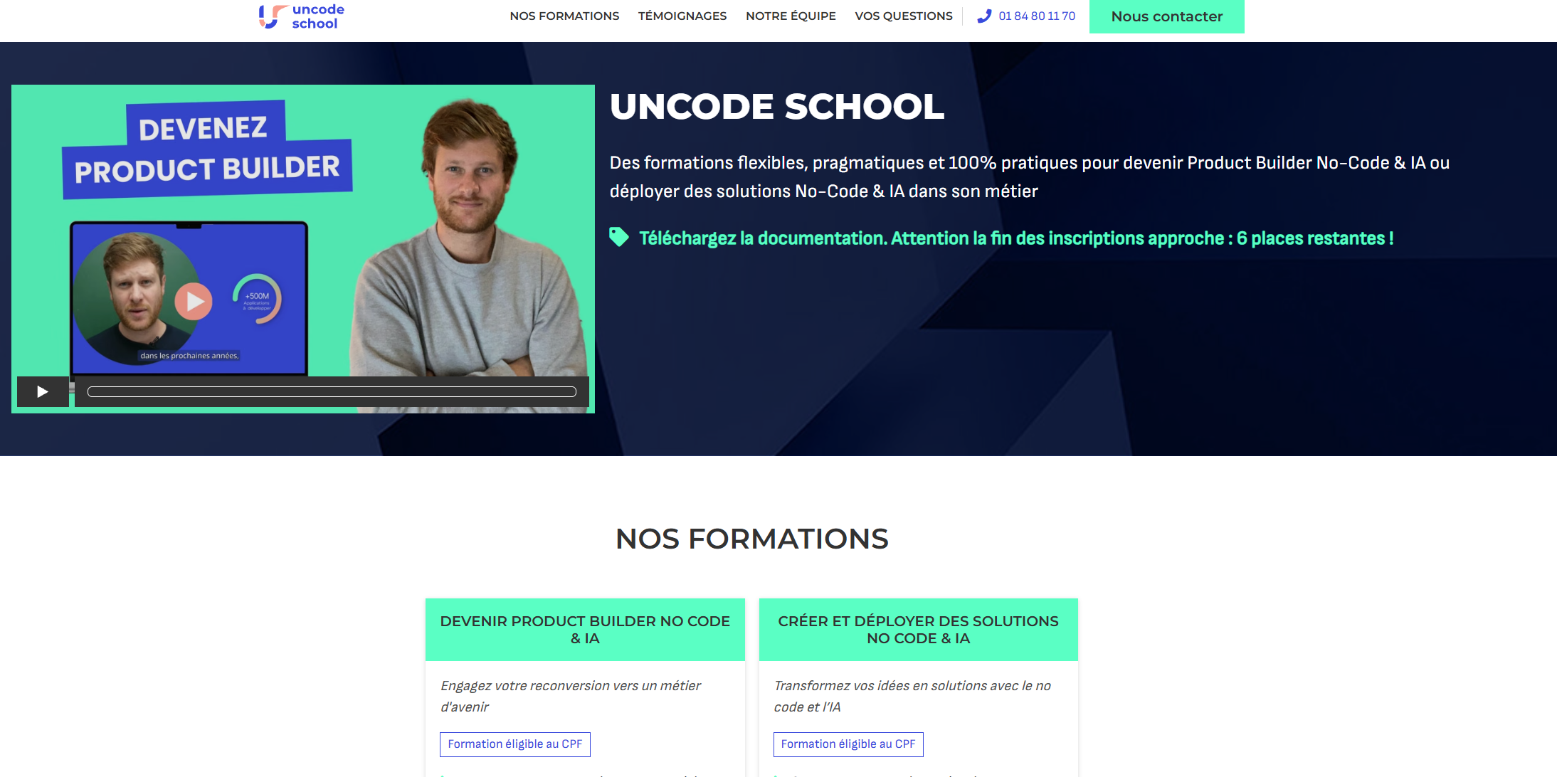 Formation UnCodeSchool, certification Product Builder